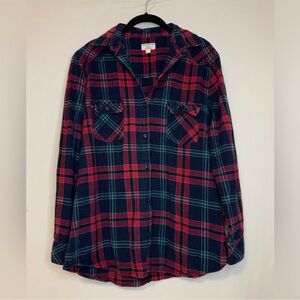 Matchstick Men's Plaid Red Blue Button Down Long Sleeve Shirt Size L